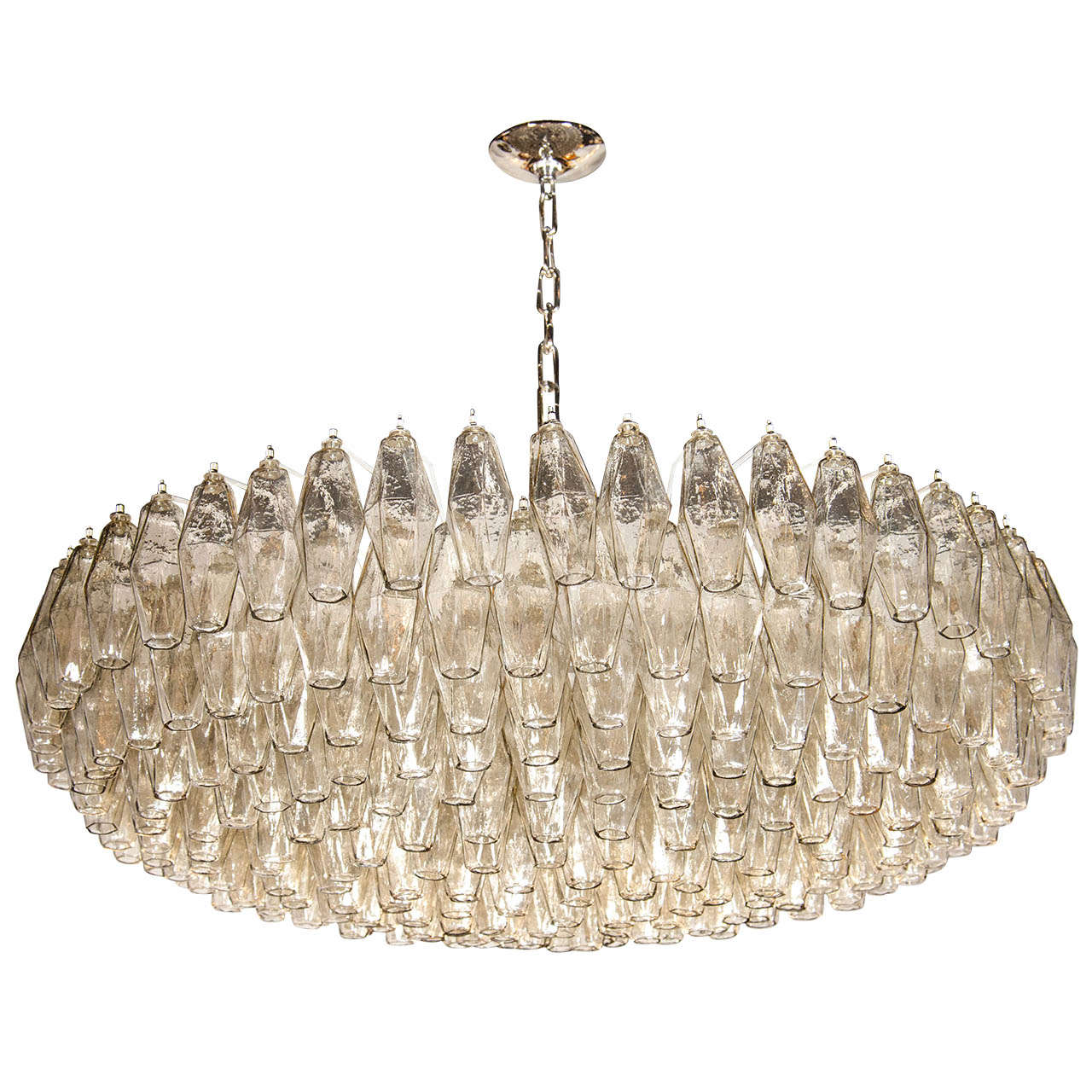 Exquisite Hand Blown Murano Smoked Glass Polyhedral Chandelier For Sale
