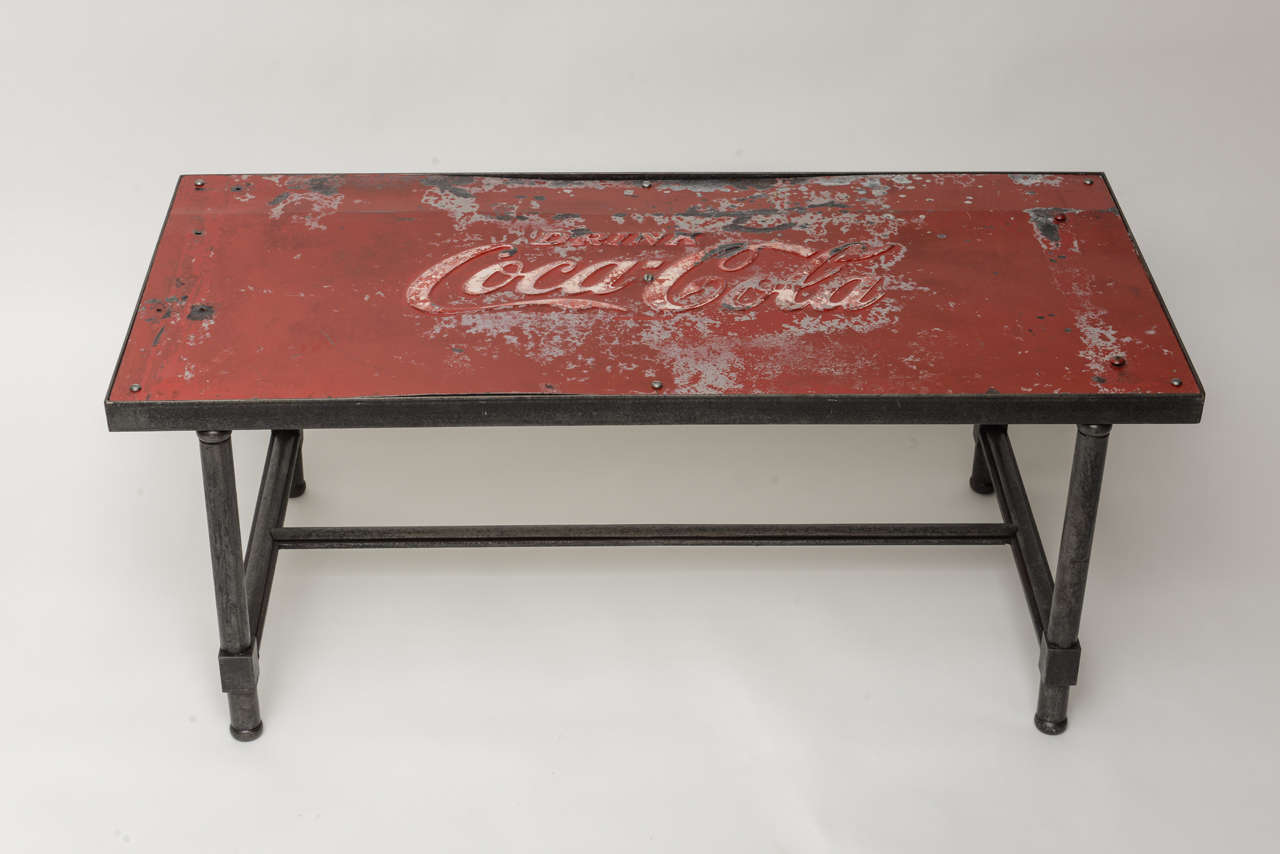 1950's Coca Cola Tin Top with Steel Base. Coffe Table at 1stDibs coca