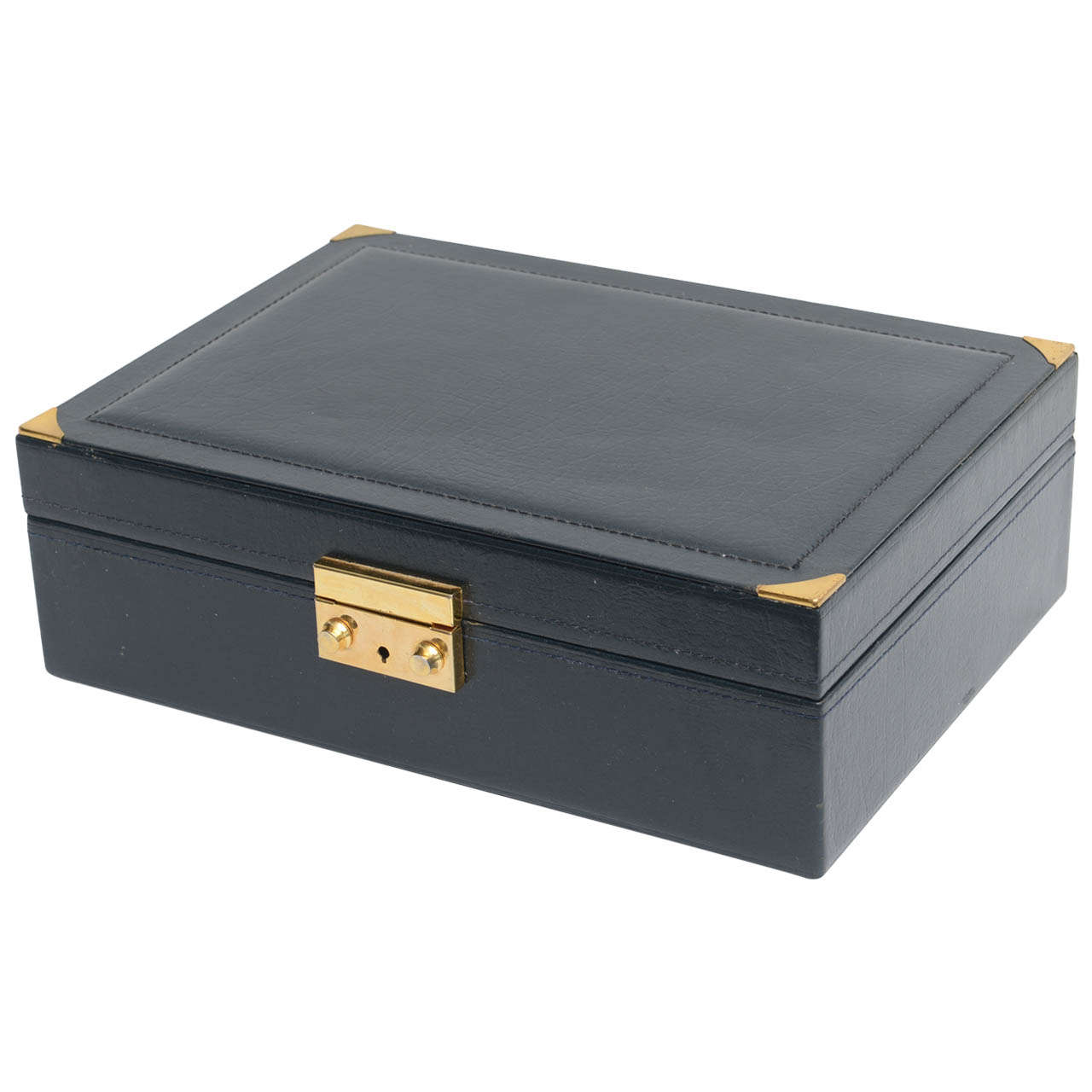 Elegant Navy Blue Leather Rolex Jewelry Case Box, 1970 at 1stDibs
