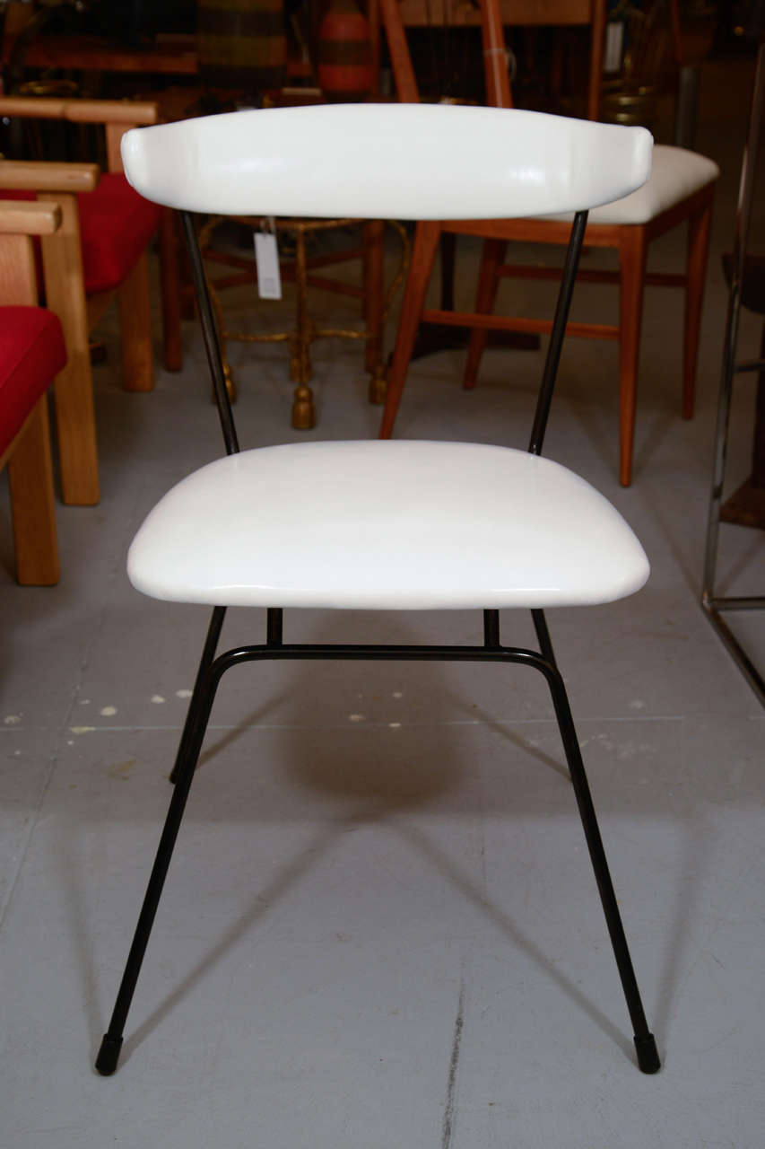 Set of 4 Iron Dining Chairs by Clifford Pascoe in White Leather at 1stDibs