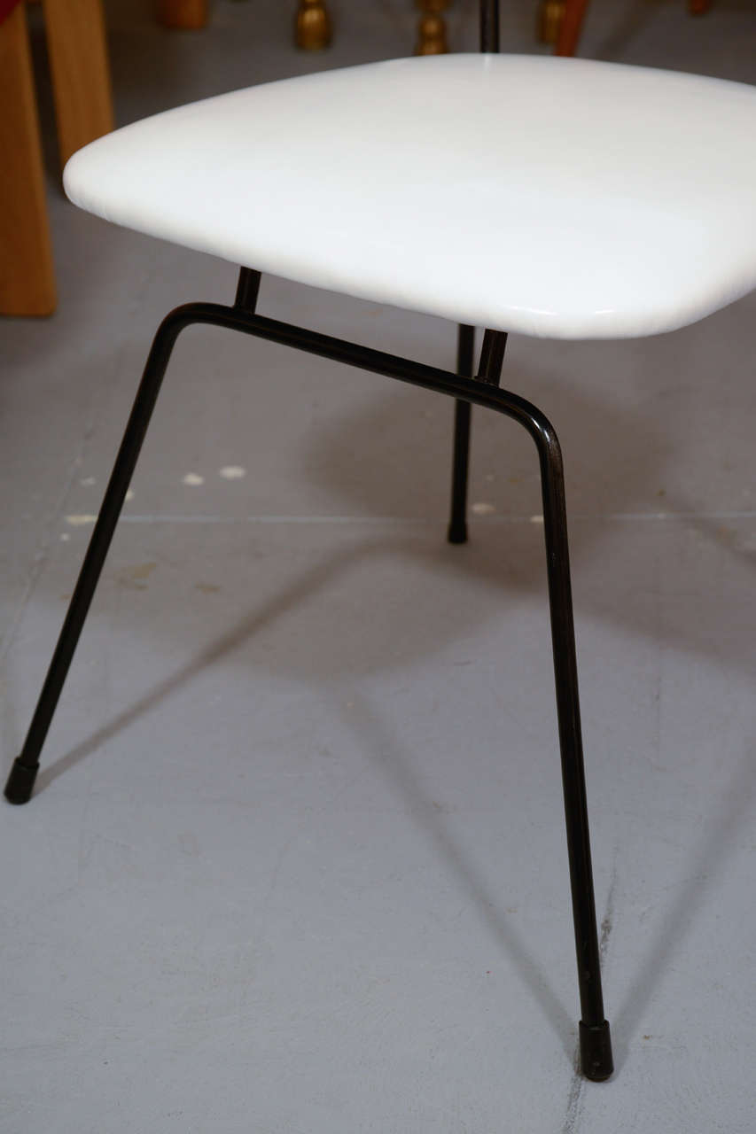 Set of 4 Iron Dining Chairs by Clifford Pascoe in White Leather at 1stDibs