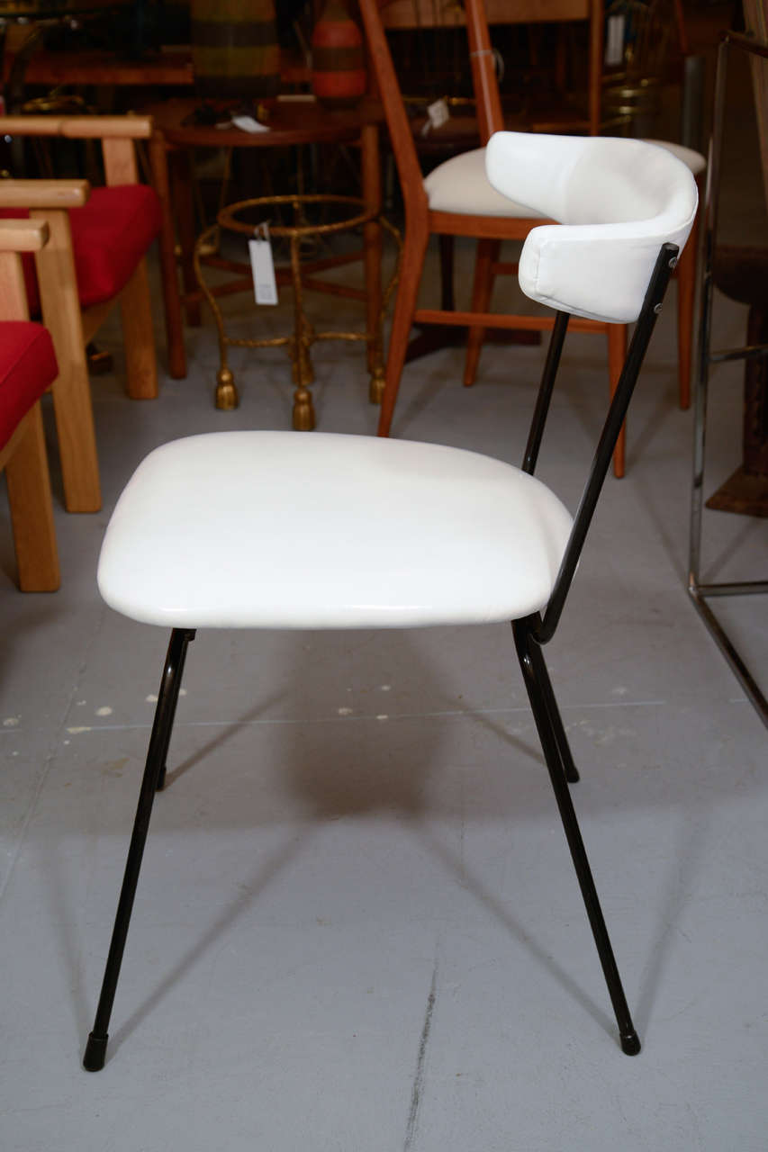 Set of 4 Iron Dining Chairs by Clifford Pascoe in White Leather at 1stDibs
