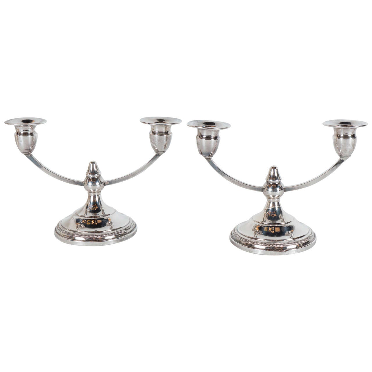 Stunning Art Deco Pair of Sterling Silver Candleholders at 1stdibs