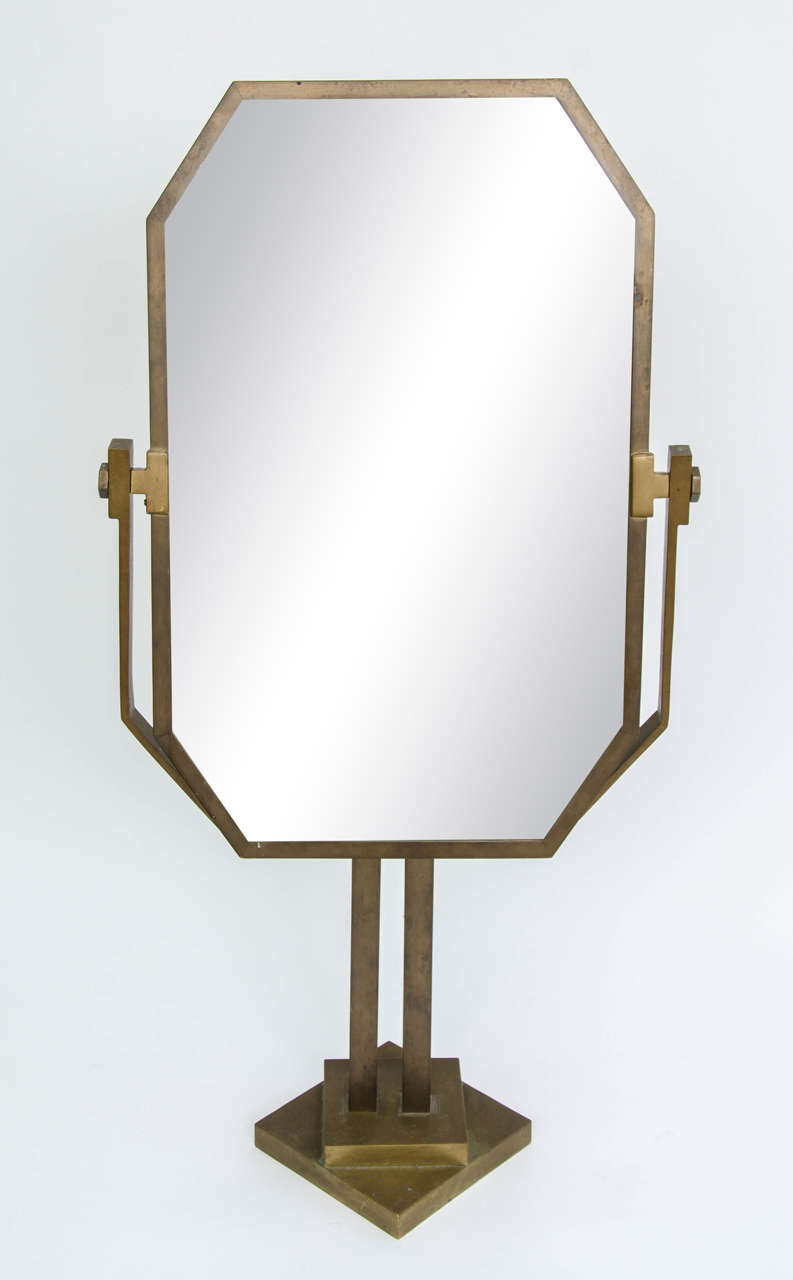 Bronze Art Deco Vanity Mirror, France 1940s at 1stDibs