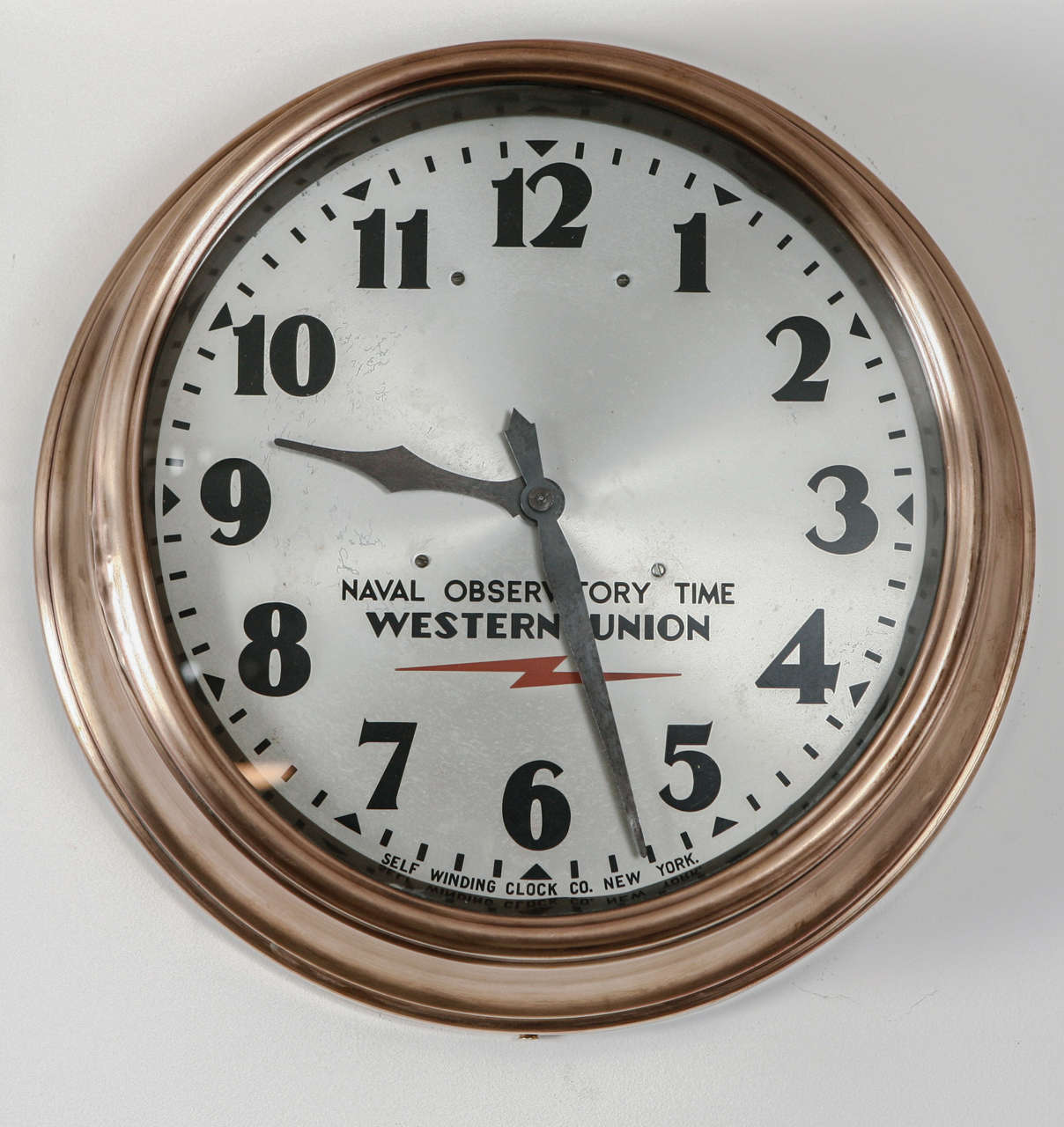 Western Union Wall Clock in Brass Case at 1stdibs