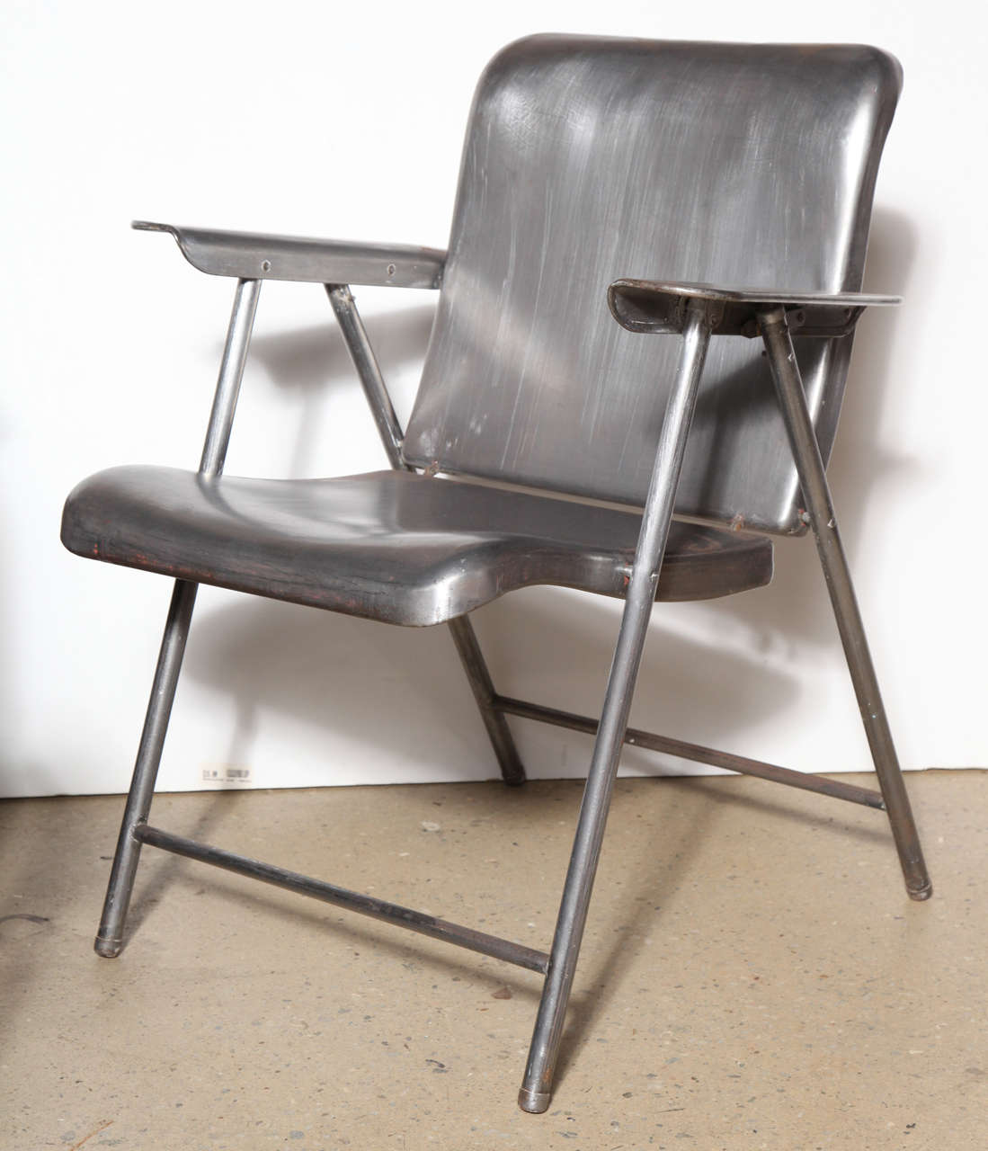 Steel Folding Chairs For Sale Set of Four Russel Wright Folding Steel Arm Chairs, Late 1940's For