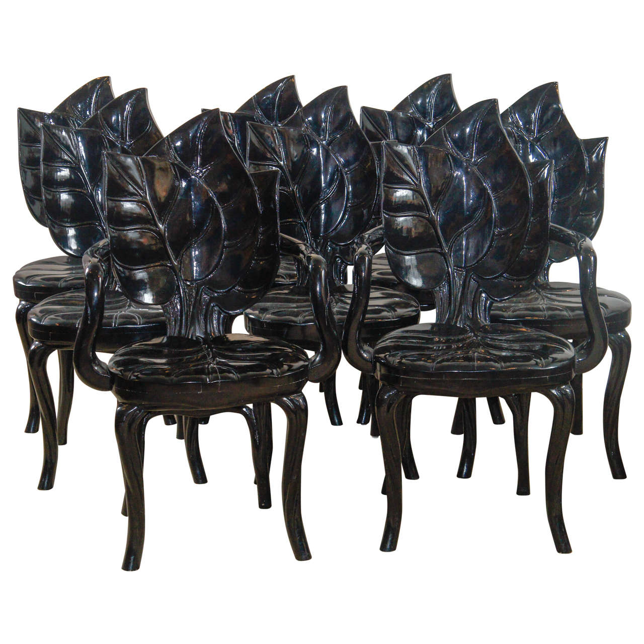 An Amazing Set of Eight Palm Leaf Chairs For Sale at 1stdibs