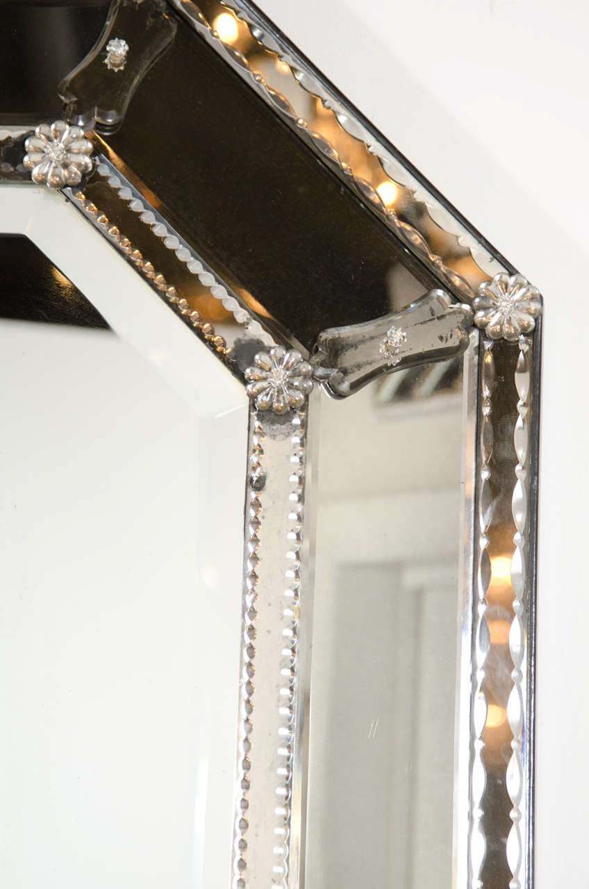 Exquisite Smoked Glass Mirror with Inset Smoked panels at 1stDibs