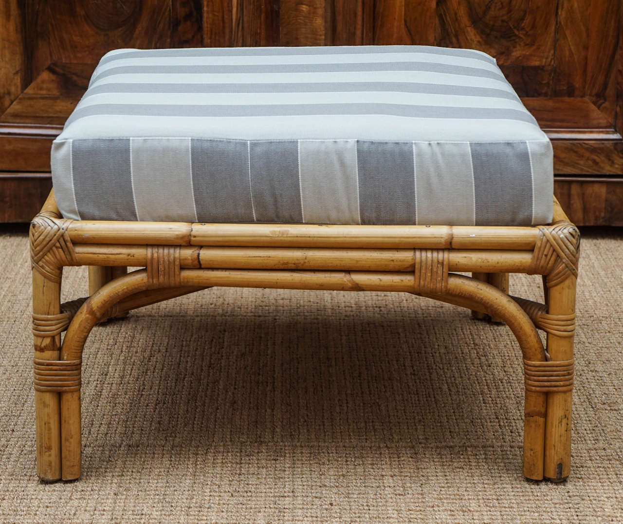 Vintage Rattan Ottoman at 1stDibs vintage wicker ottoman