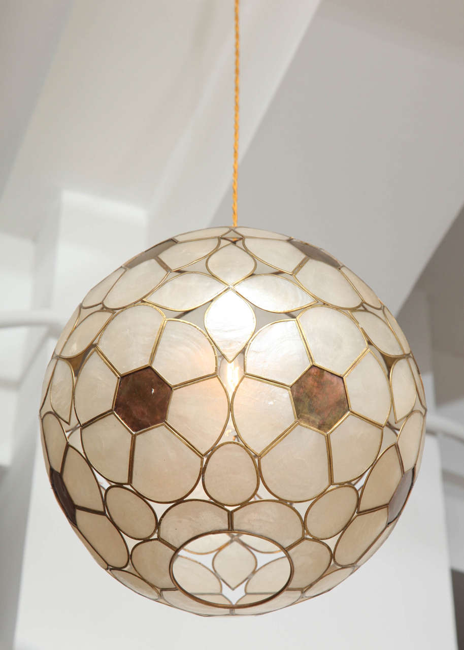 1960s Capiz Shell Floral Globe Light Fixture at 1stDibs capiz globe