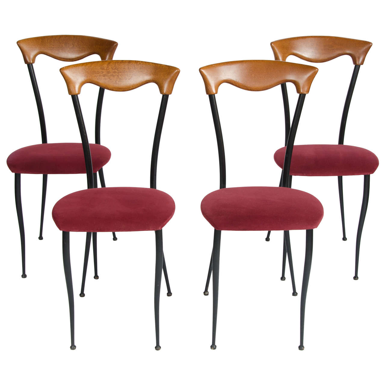 Four 1970s Italian Style Dining Chairs For Sale at 1stDibs