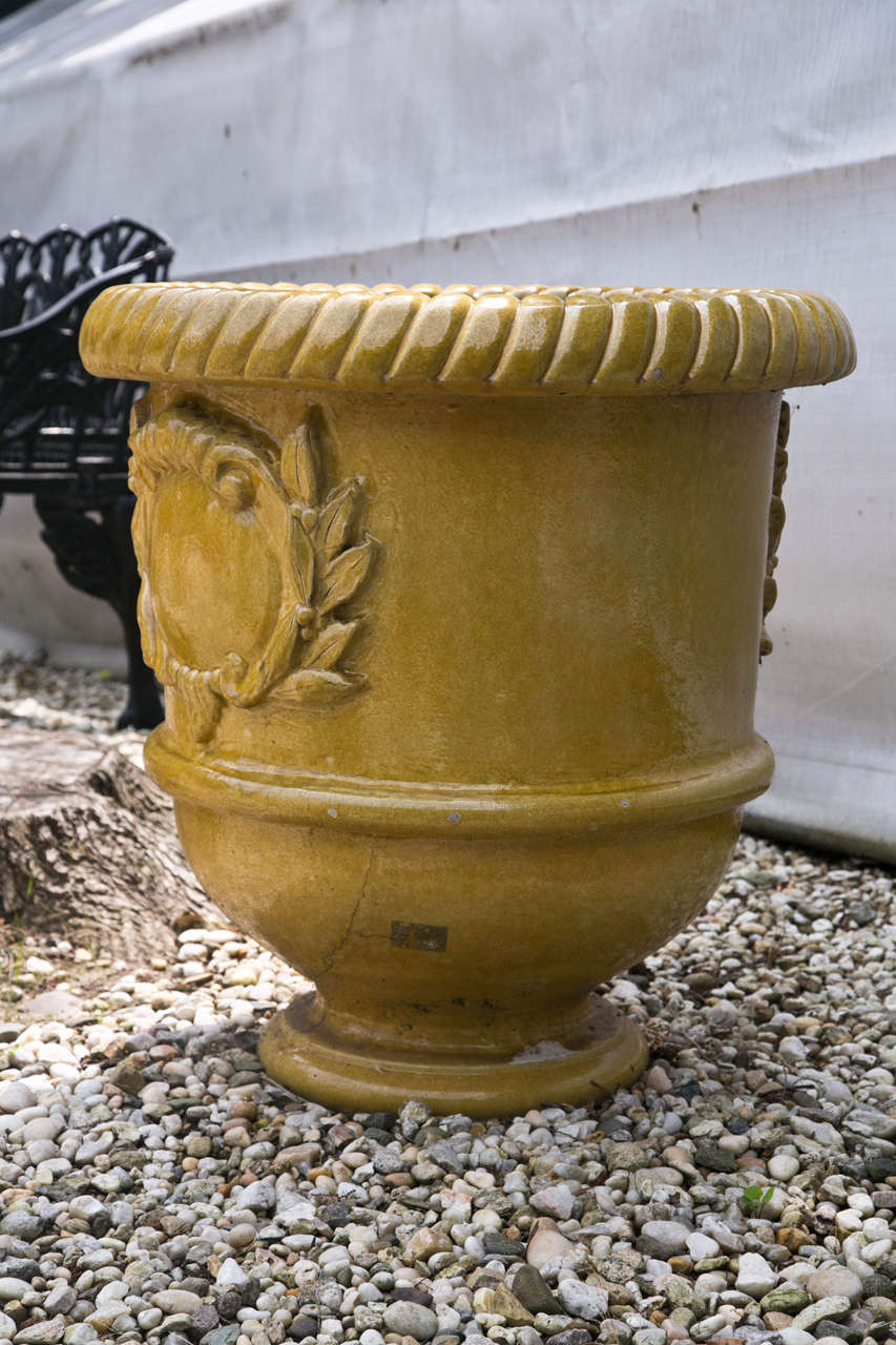 Yellow Glazed Terra Cotta Planters For Sale at 1stdibs