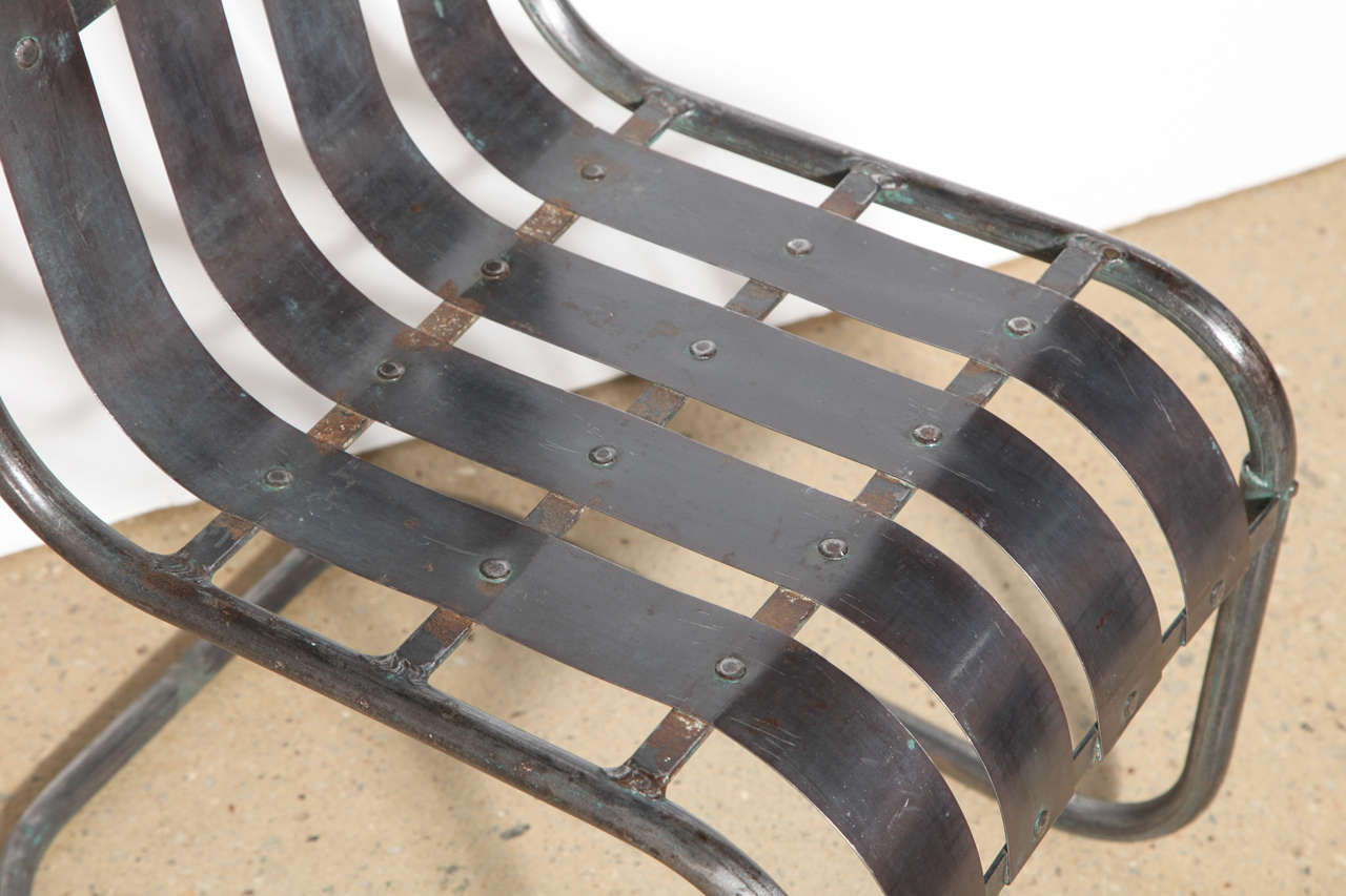 Set of Four Art Deco Steel Spring Rocker Side Chairs, circa 1930 at