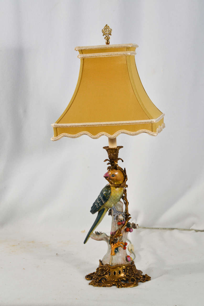 Porcelain Parrot Candle Holders as Lamps at 1stdibs