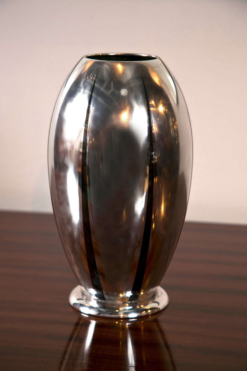 Art Deco Silver and Mixed Metal Vase at 1stDibs