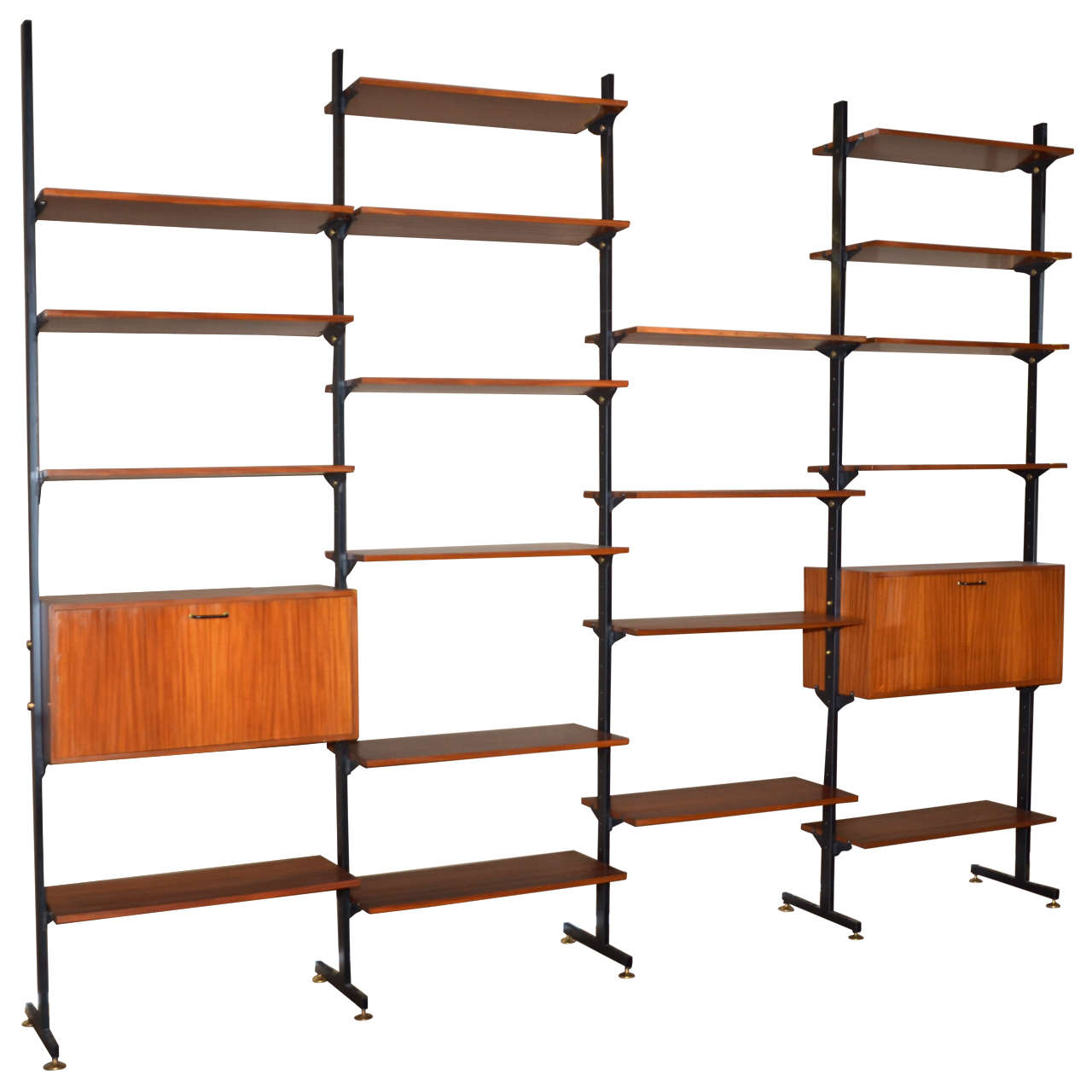 Large Bookcase On Adjustable Feet With a Steel Structure circa 1960 at
