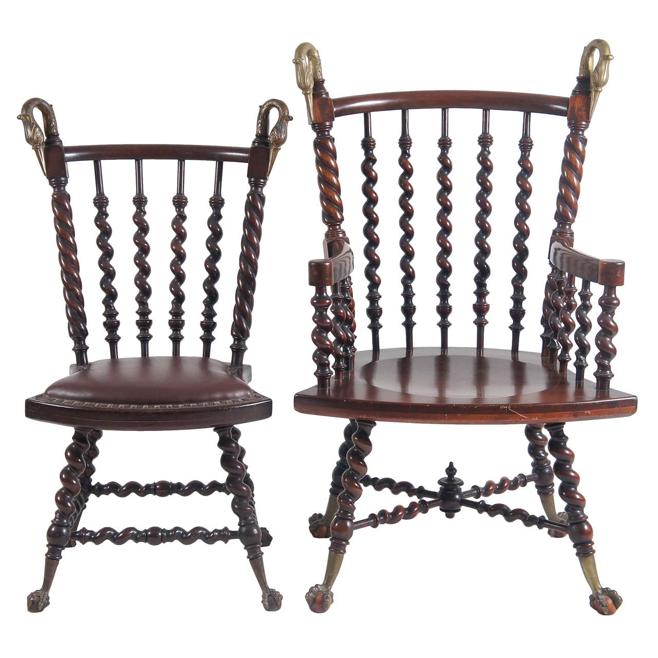 a pair of his and hers Victorian mahogany spindle chairs For Sale at 1stDibs his and hers