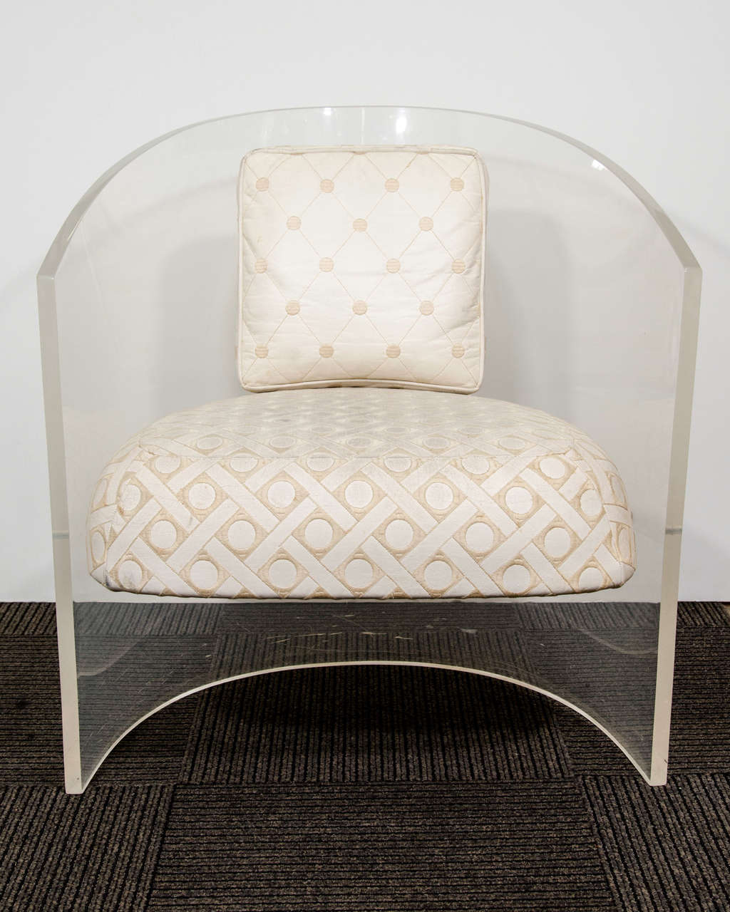 Mid Century Pair of Lucite Barrel Back Chairs at 1stDibs