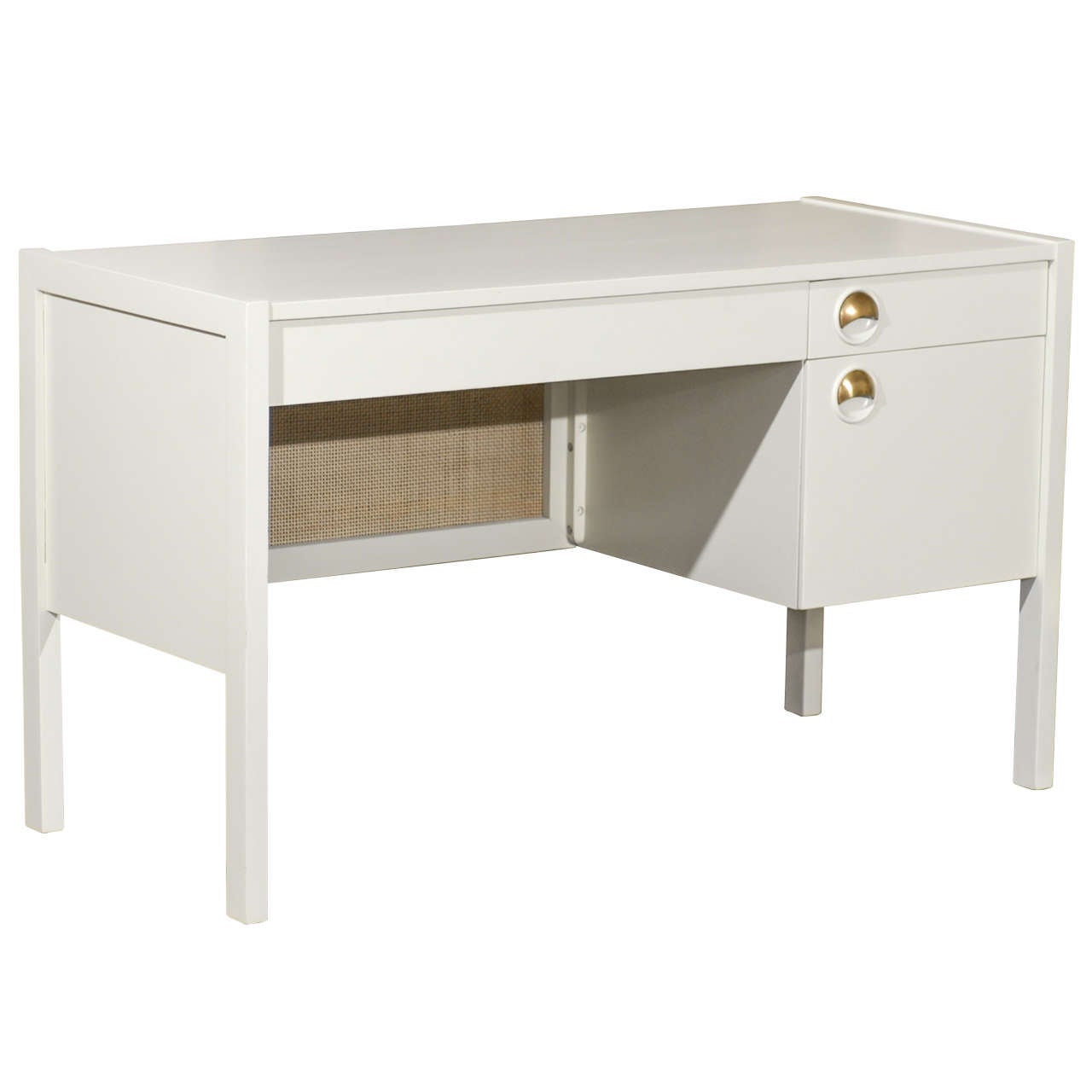 Beautiful Landstrom Modern Desk in Cream Lacquer at 1stDibs