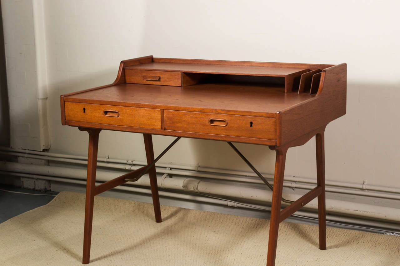 Danish Modern Desk In Teak By Arne Iversen Wahl at 1stDibs
