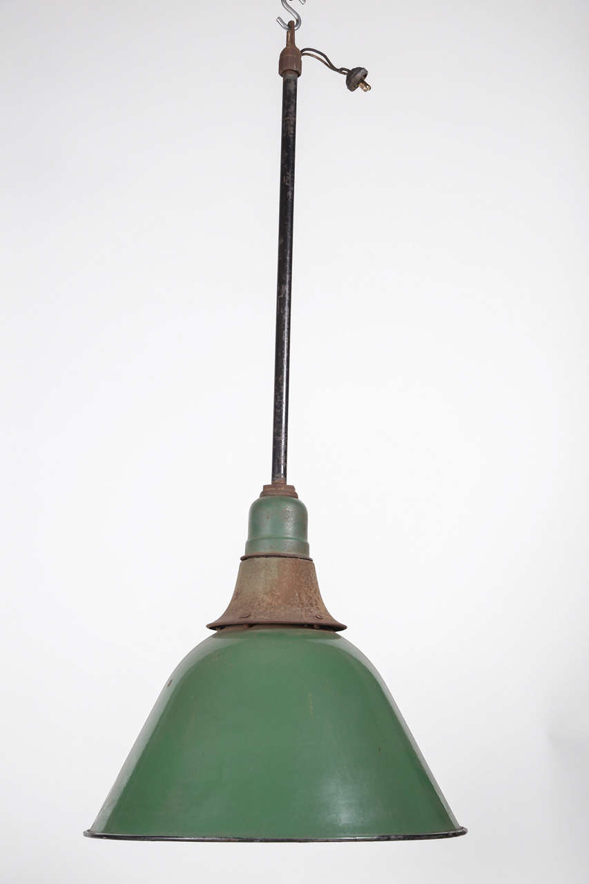 Green Enamel Bell Shaped Warehouse Light For Sale at 1stDibs