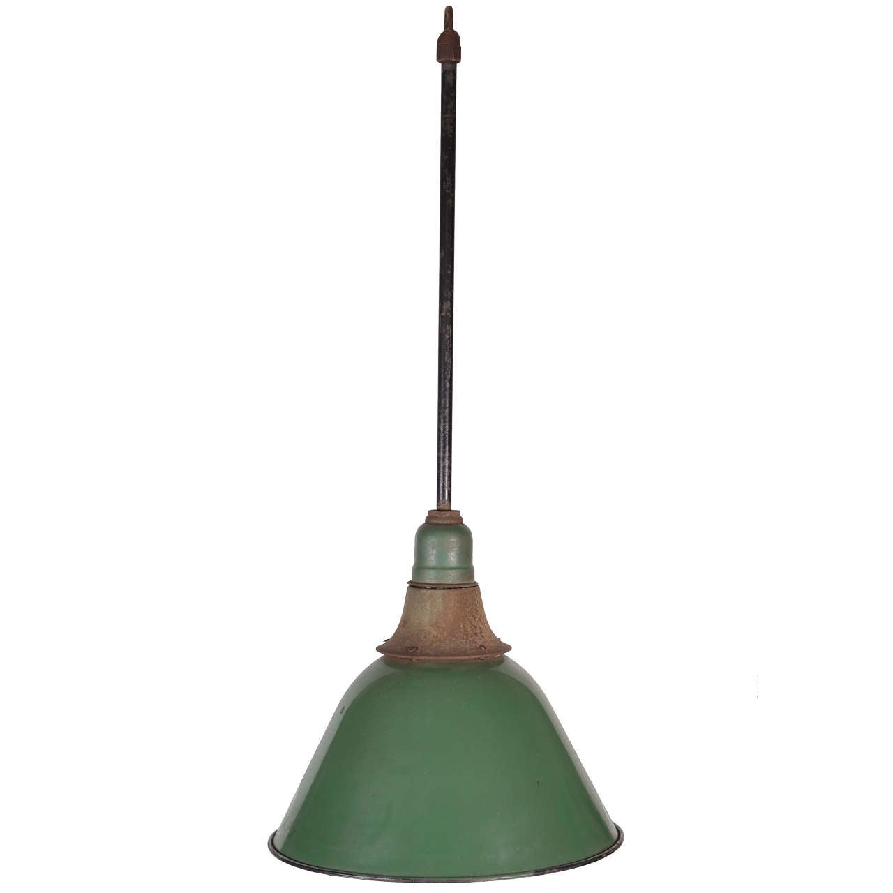 Green Enamel Bell Shaped Warehouse Light For Sale at 1stDibs