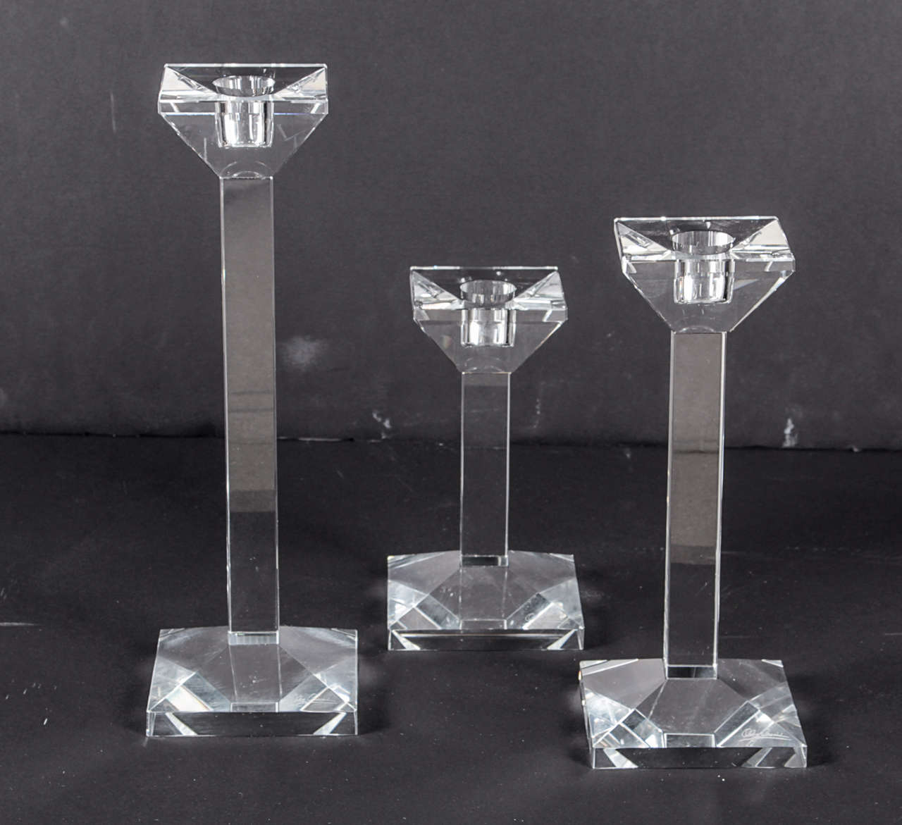 Set of 3 Crystal Candlesticks by Oleg Cassini For Sale at 1stDibs