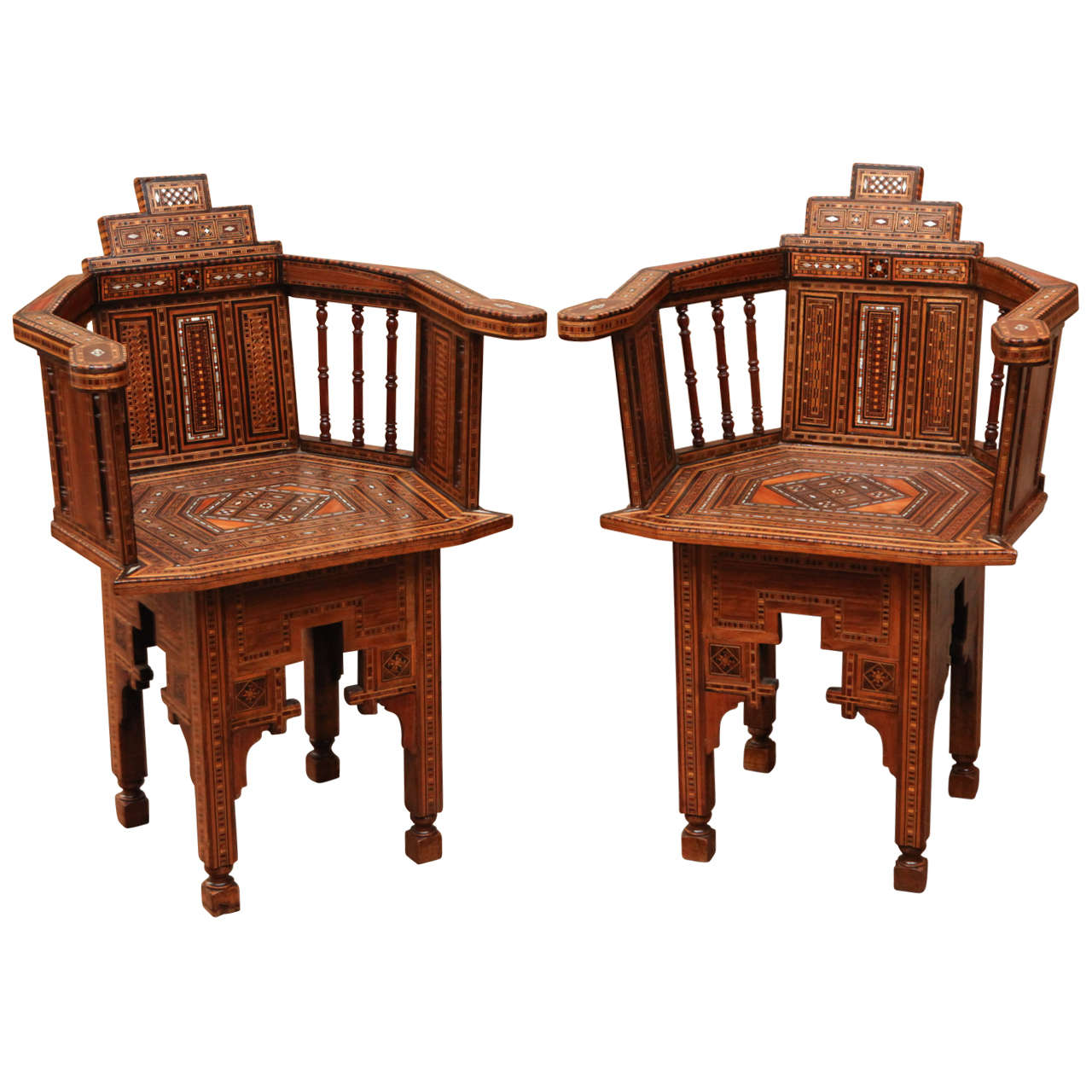 Pair of MotherofPearl Inlay Moroccan Chairs at 1stDibs moroccan