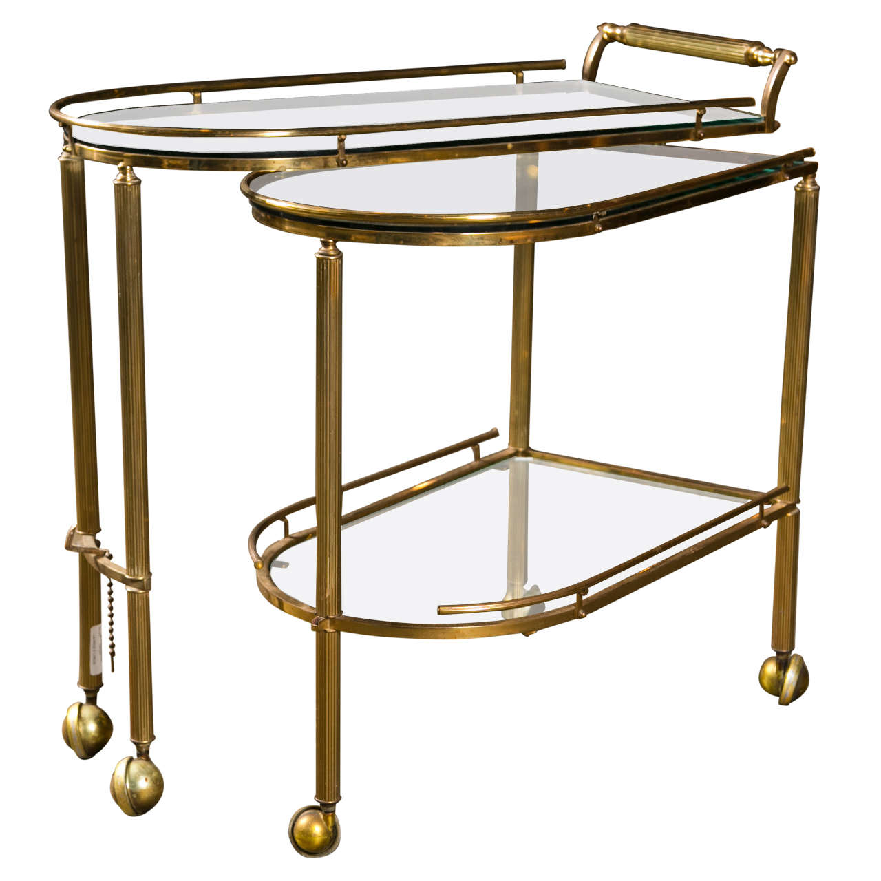 Midcentury American brass rolling bar cart, c. 1950 at 1stDibs