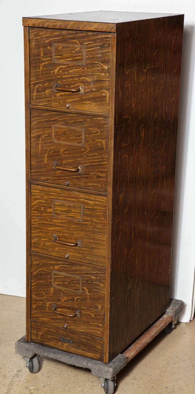 circa 1910 painted 4 drawer Metal File For Sale at 1stDibs