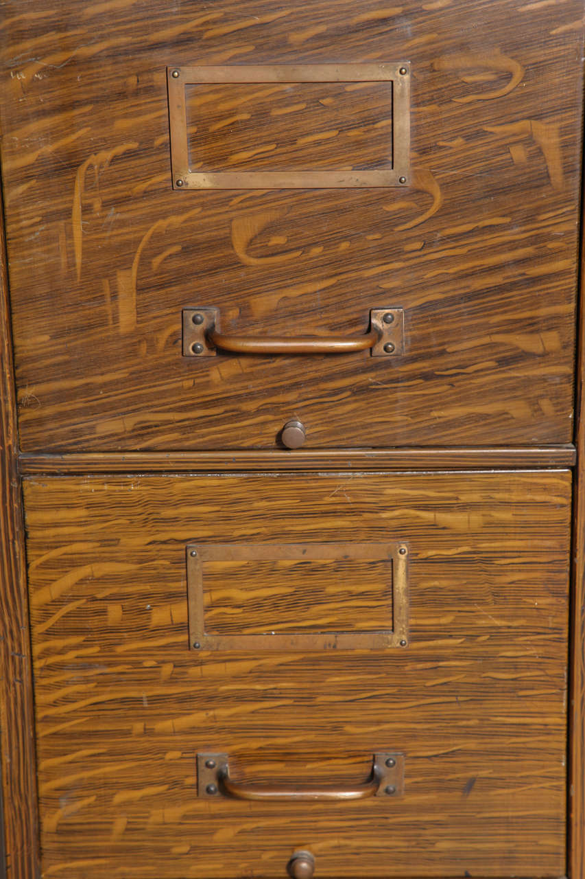circa 1910 painted 4 drawer Metal File For Sale at 1stDibs