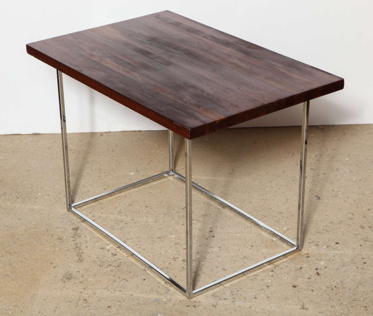 Milo Baughman for Thayer Coggin Solid Walnut and Chrome Occasional