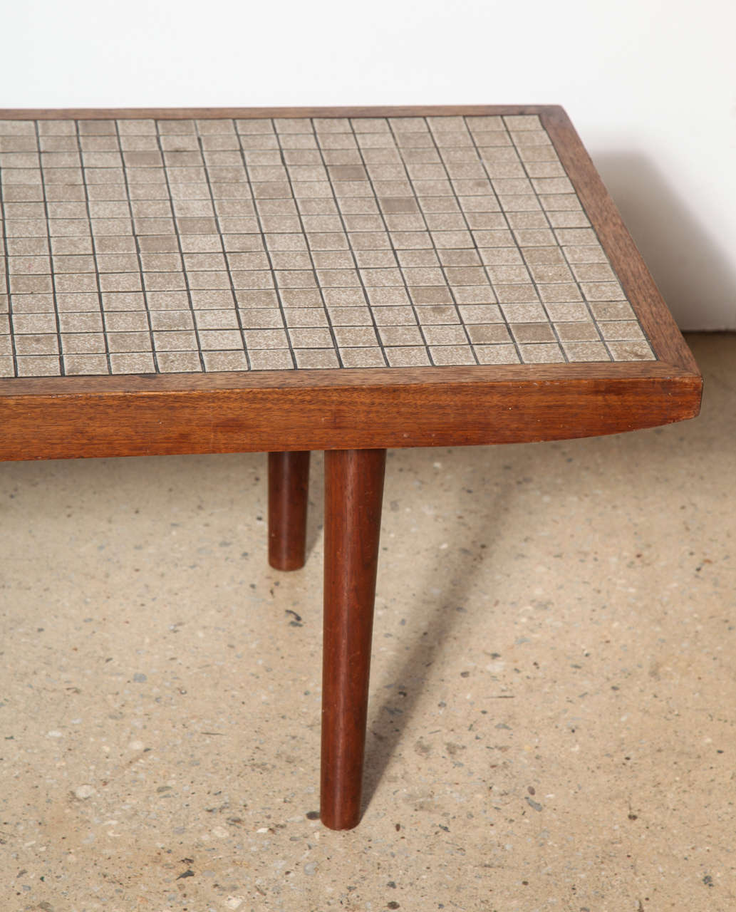 Jane and Gordon Martz Walnut and Neutral Ceramic TileTop Coffee Table, 1960s at 1stdibs
