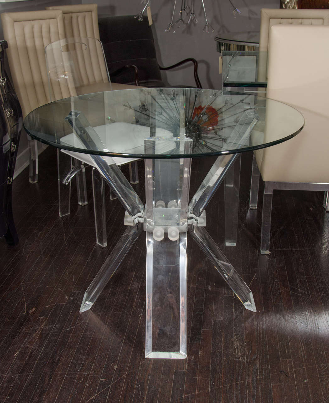 Lucite Table Base with Glass Top at 1stDibs