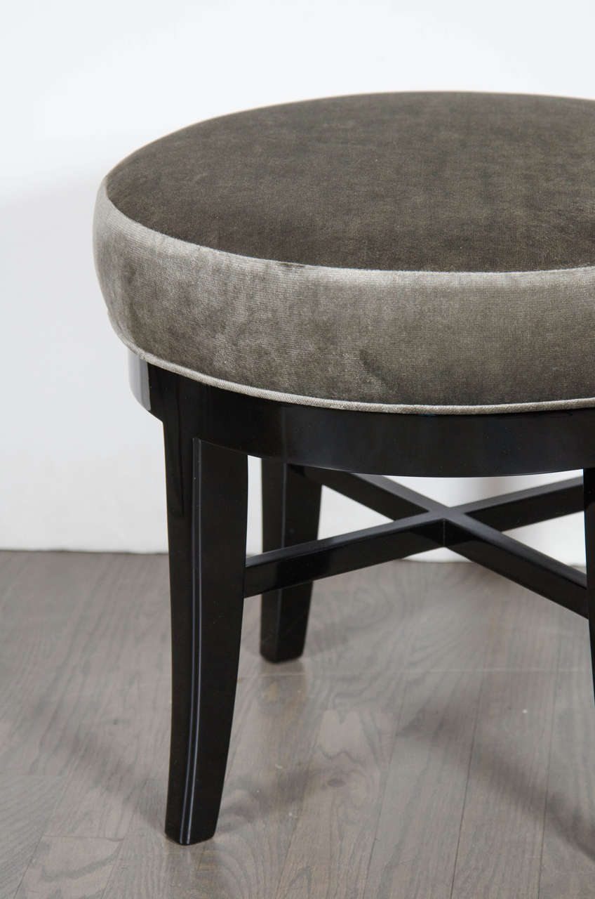 MidCentury Modernist Round Swivel Vanity Stool with XForm Base at