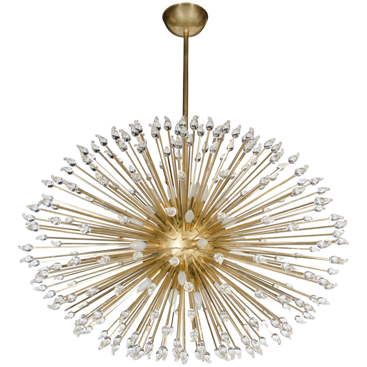 MidCentury Modern Sputnik Chandelier with Handblown Murano Glass