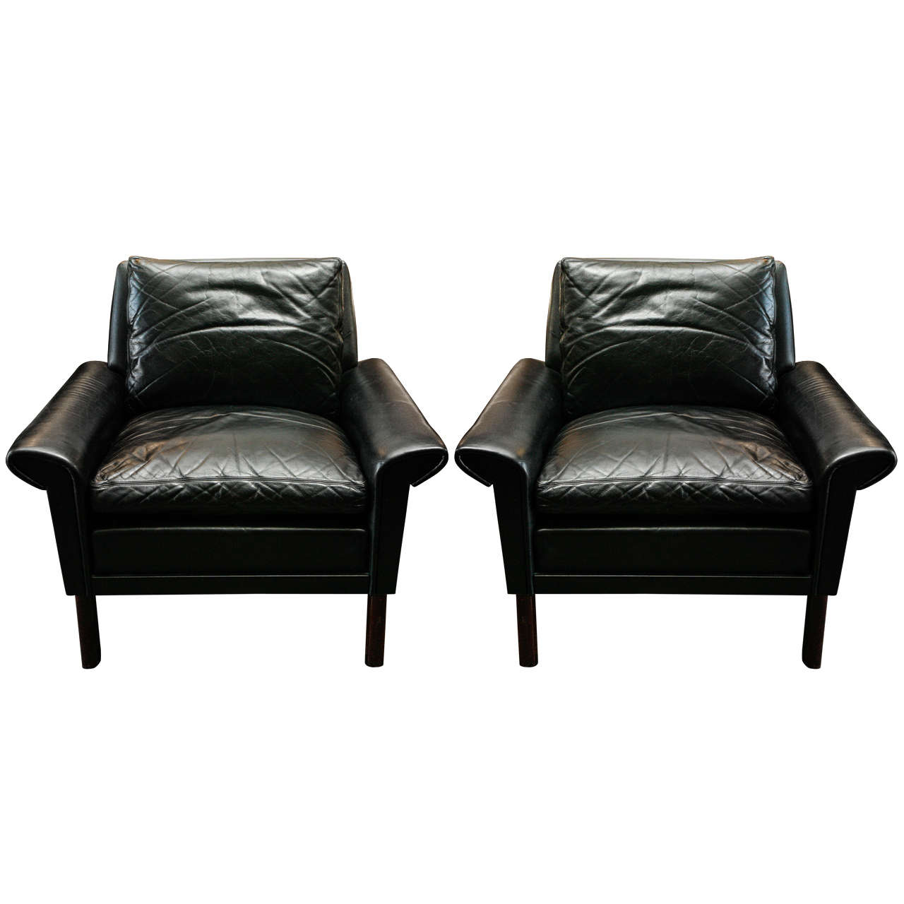 MidCentury Modern Danish Leather Arm Chairs at 1stDibs