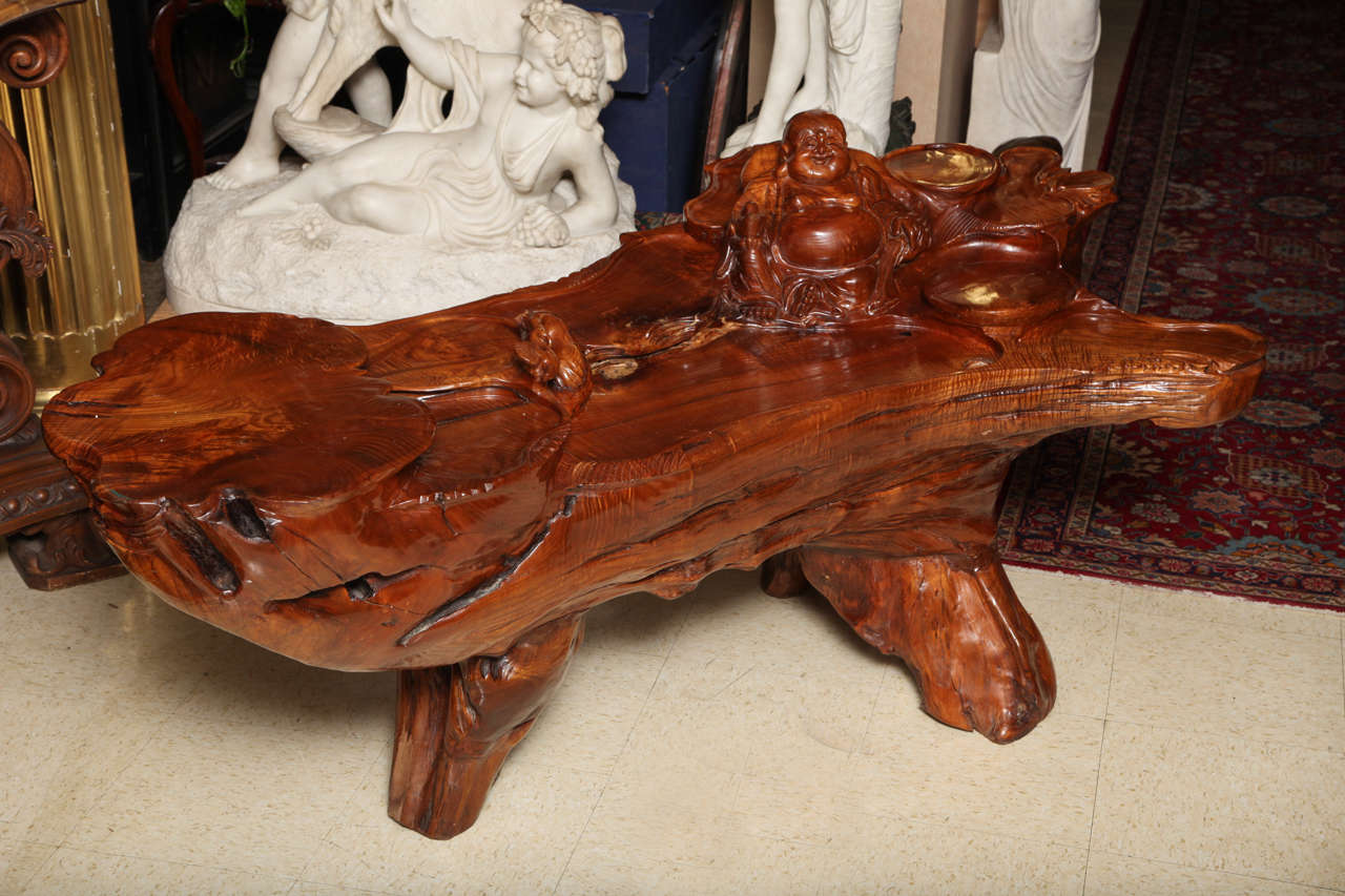 Very Unusual Carved Tree Trunk Chinoiseri Style Coffee Table at 1stDibs