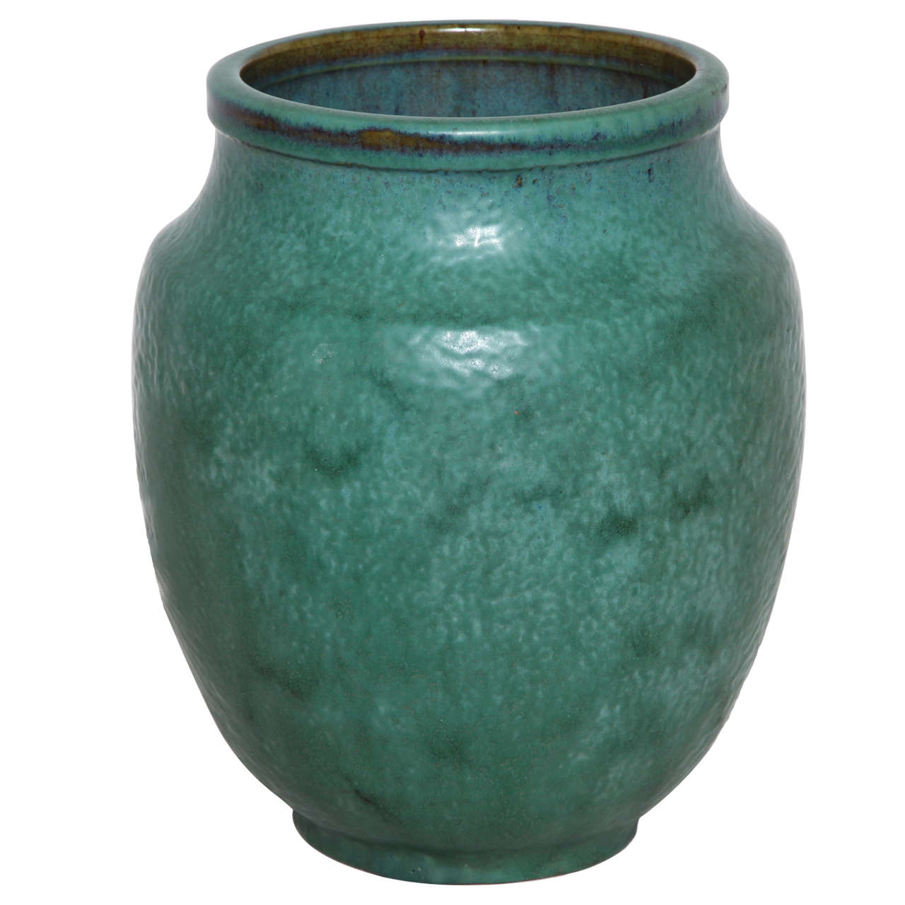 Emile Decoeur French Art Deco Green Stoneware Vase For Sale at 1stDibs
