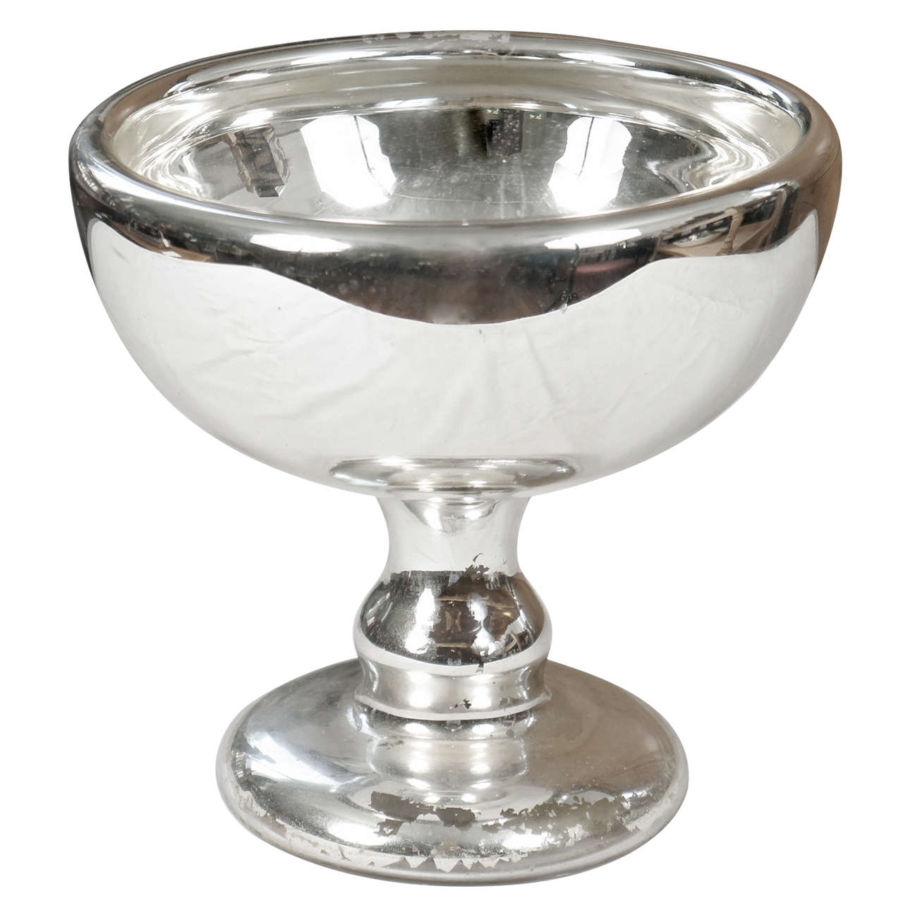 Large Mercury Glass Footed Bowl For Sale at 1stdibs