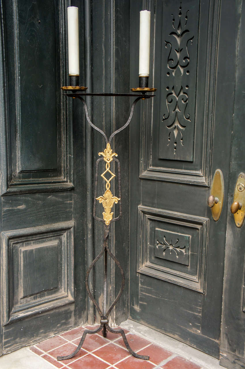 An Early 20th Century Wrought Iron Floor Candleabra at 1stdibs