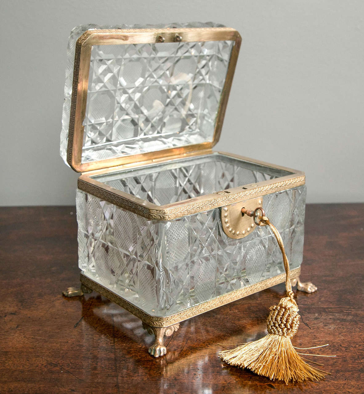 Large Antique Cut Crystal Box at 1stDibs