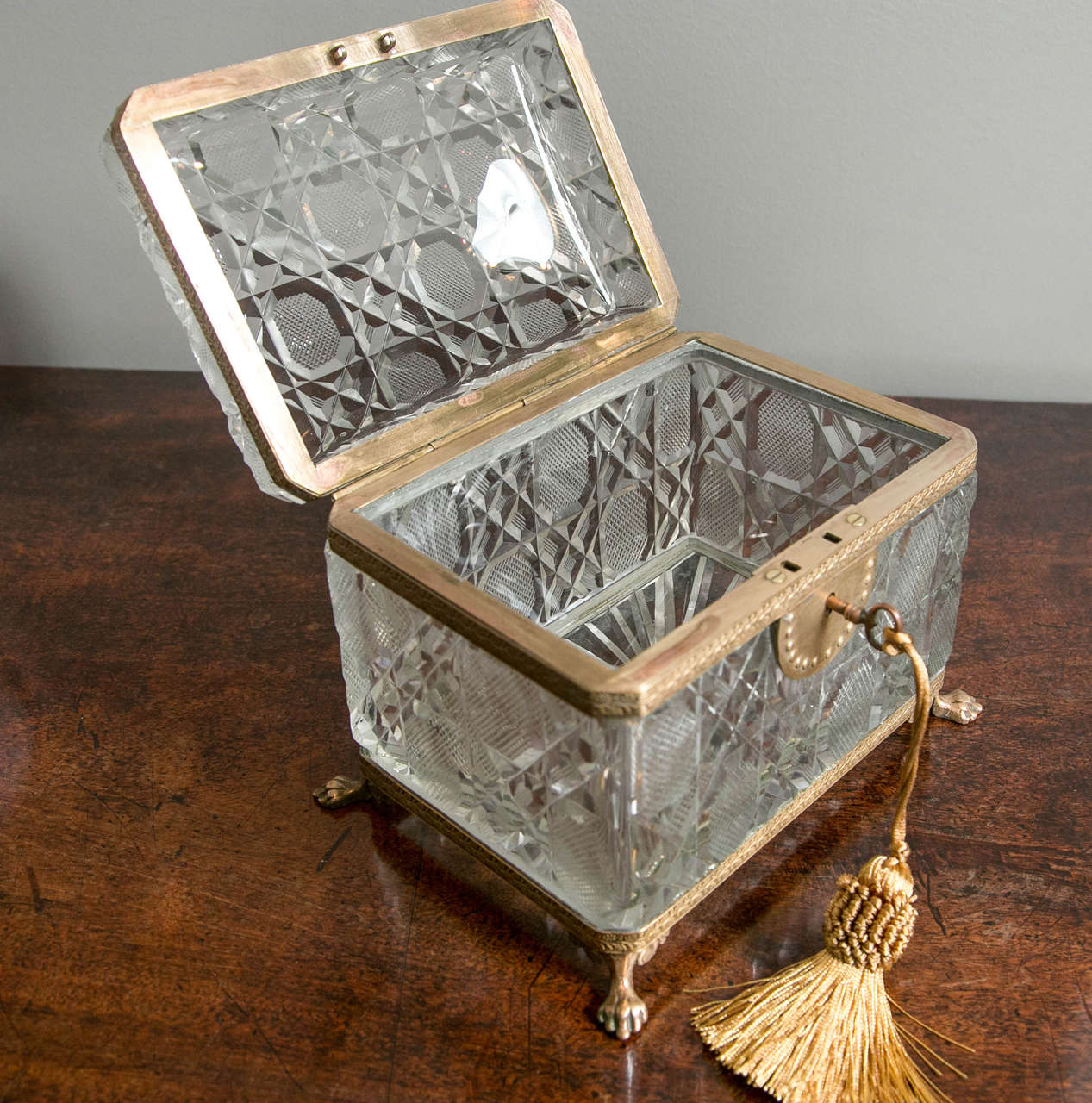 Large Antique Cut Crystal Box at 1stDibs