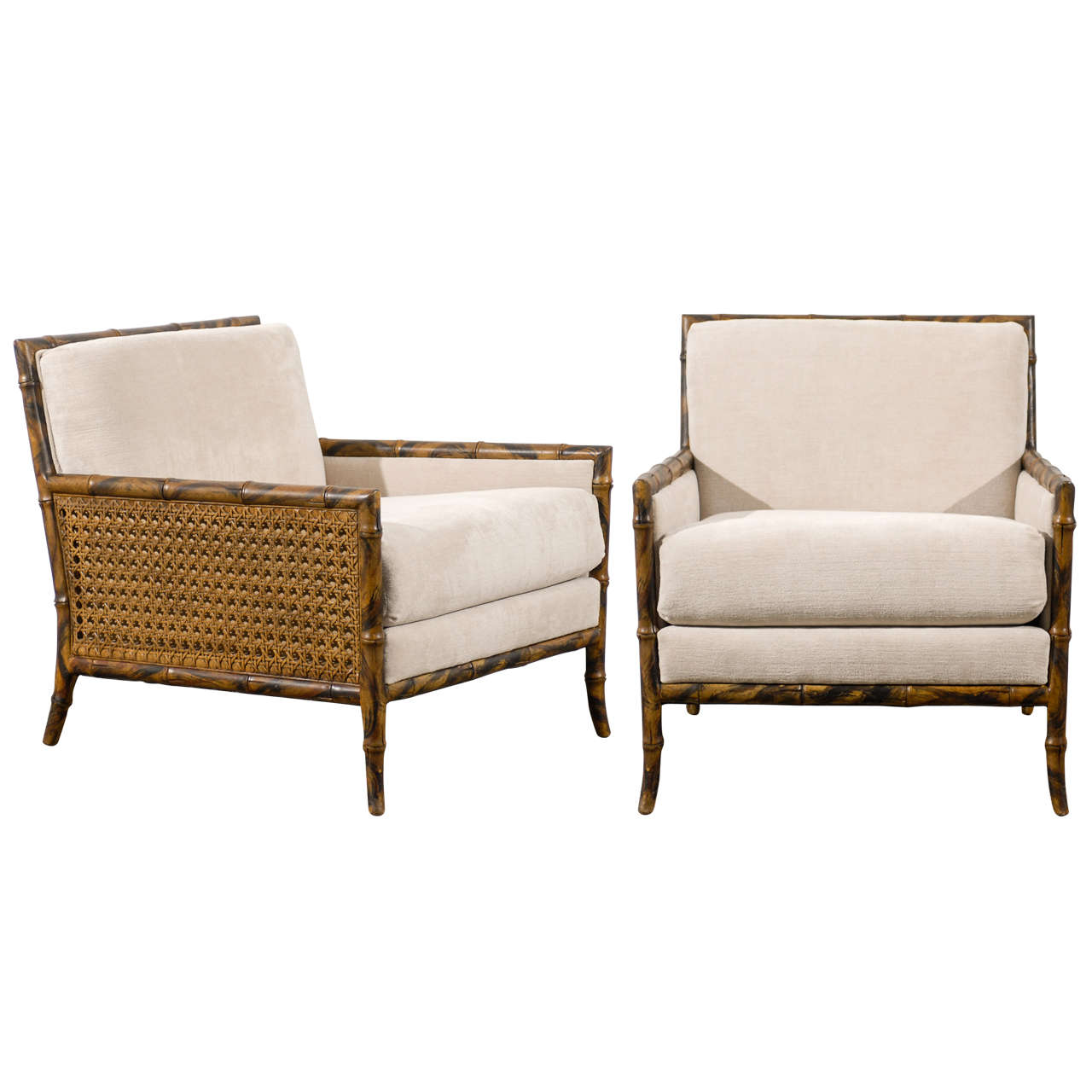 Superb Pair of Gibbings Style Faux Bamboo Chairs at 1stDibs