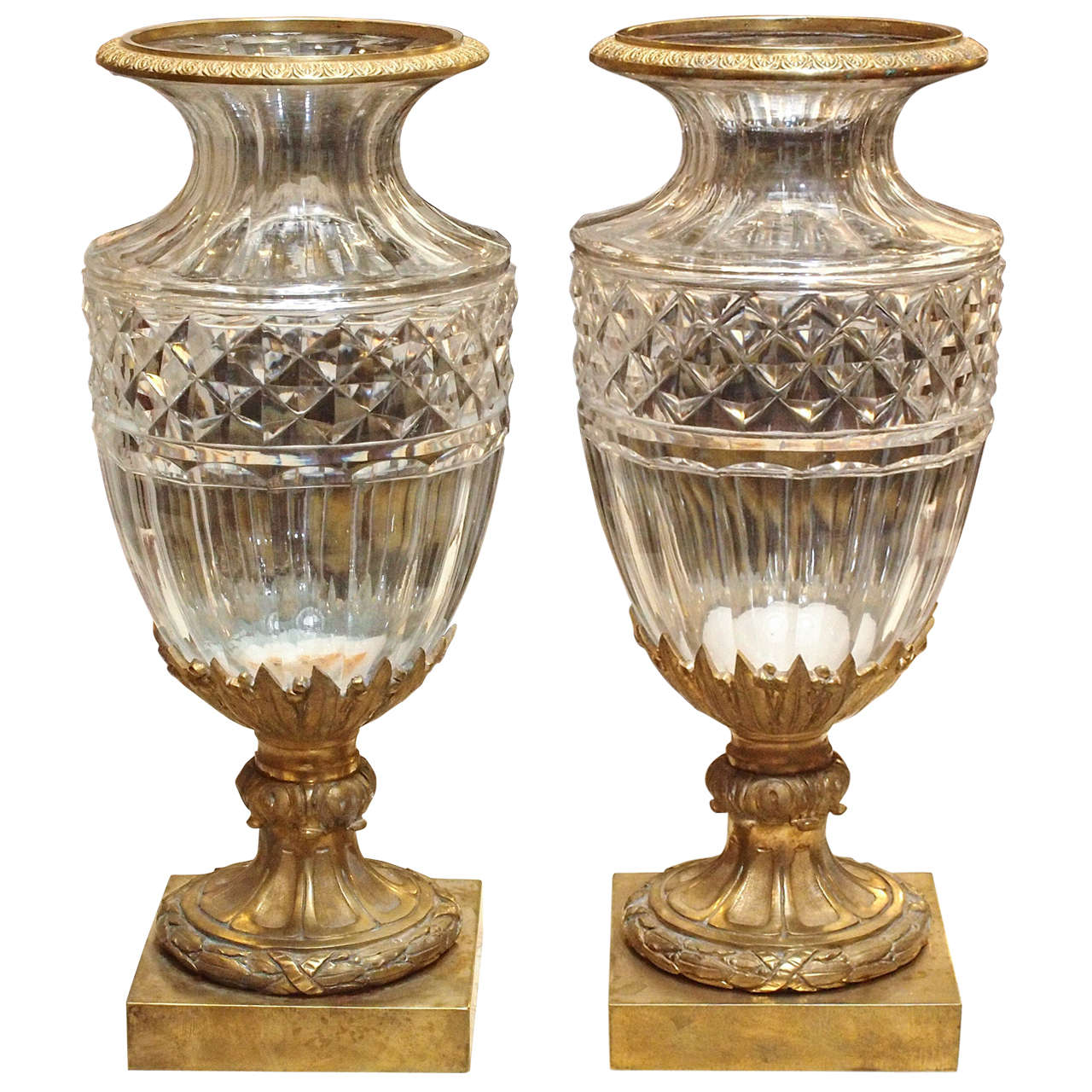 Pair of Baccarat Vases with Gilt Bronze Mounts at 1stDibs