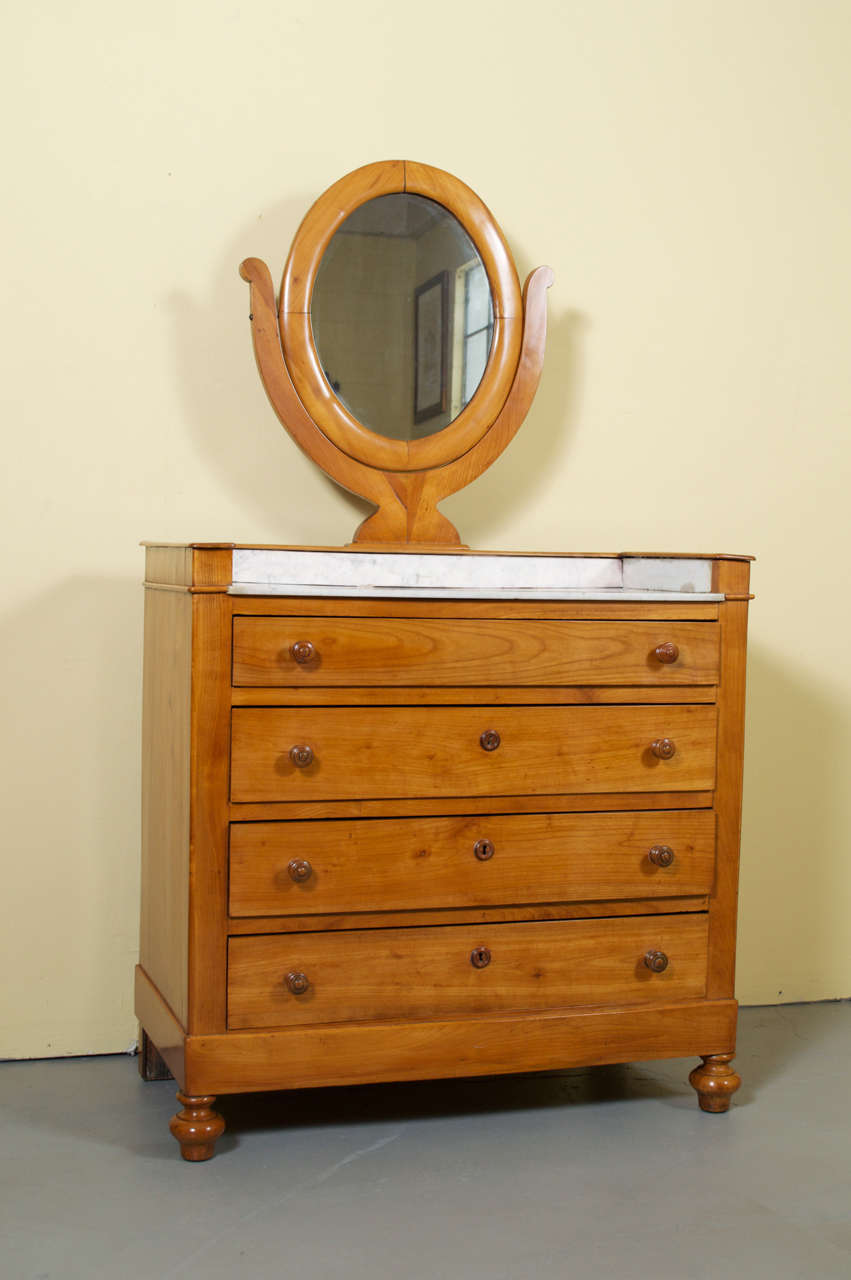 19th Century Cherrywood MarbleTop Vanity / Swivel MirrorSTORE CLOSING