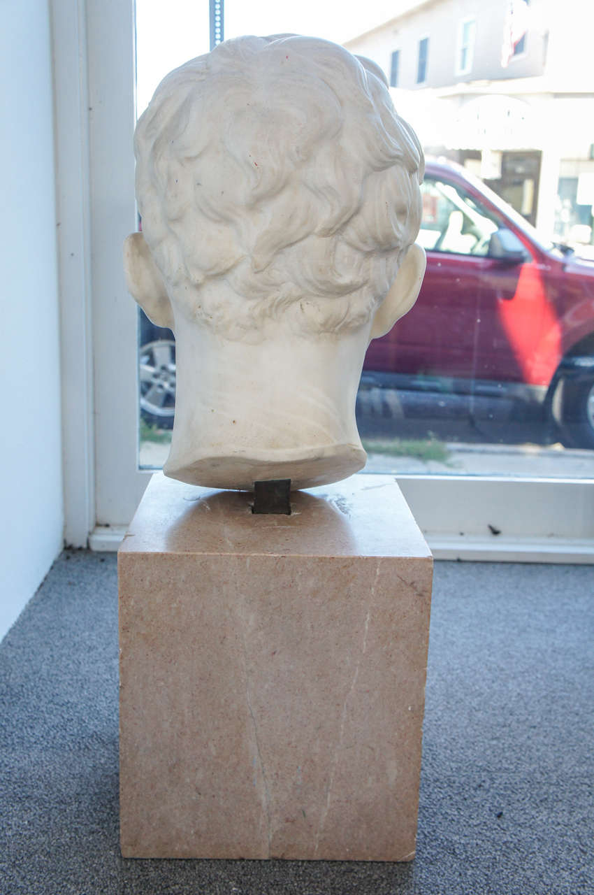 Solid Marble Male Head with Pedsetal For Sale at 1stdibs
