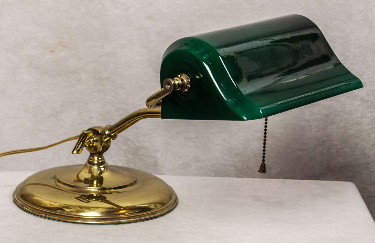 Banker's Desk Lamp with Cased Green Glass Shade at 1stDibs lamp with