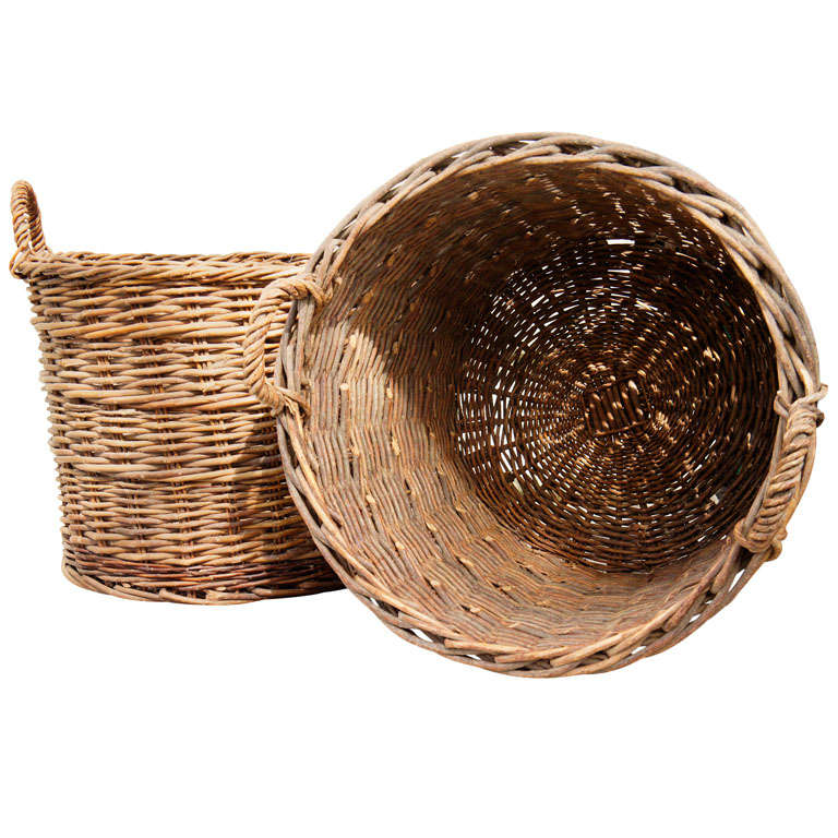 A Good Pair of Vintage Willow Baskets at 1stdibs
