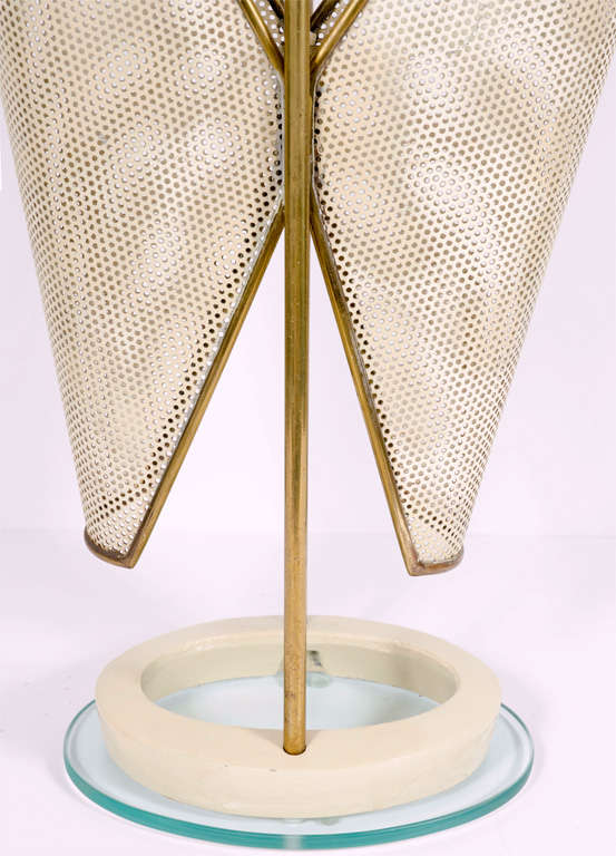 Italian Brass, Perforated Metal and Glass Umbrella Stand at 1stdibs